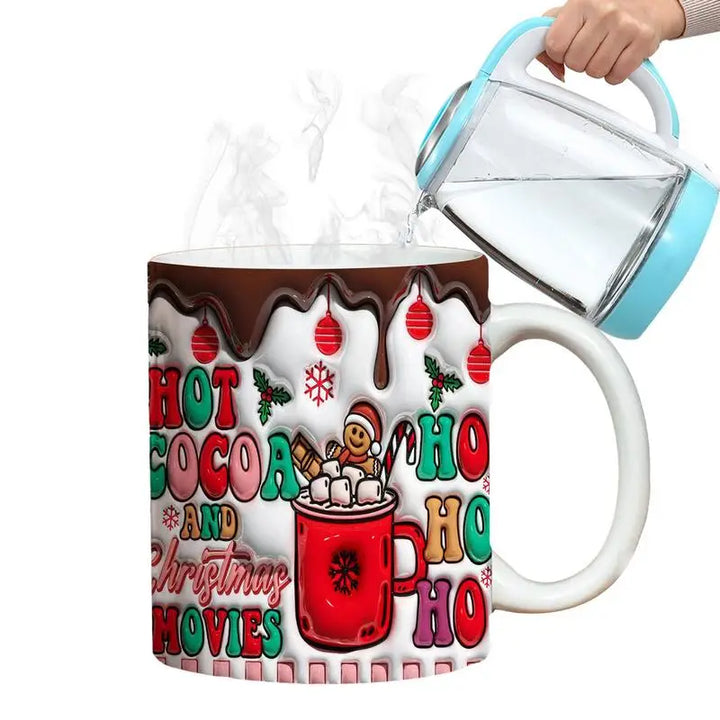 Christmas Holiday Mugs 3D Ceramic Christmas Coffee Cups With Handle Gingerbread Man Water Cups Hot Chocolate Mugs Christmas gift