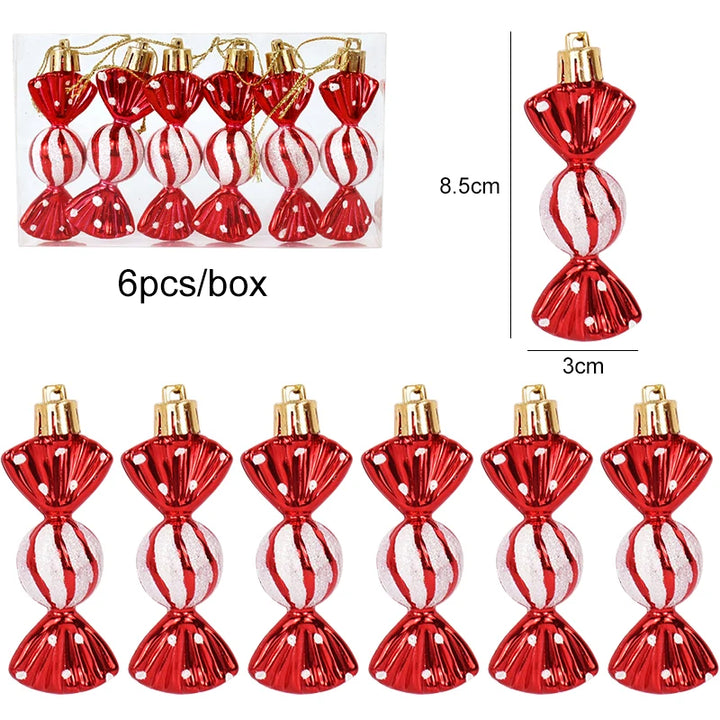 "6pcs Christmas Lollipop Candy Cane Ornaments | Tree Hanging Ball Decorations for Home"