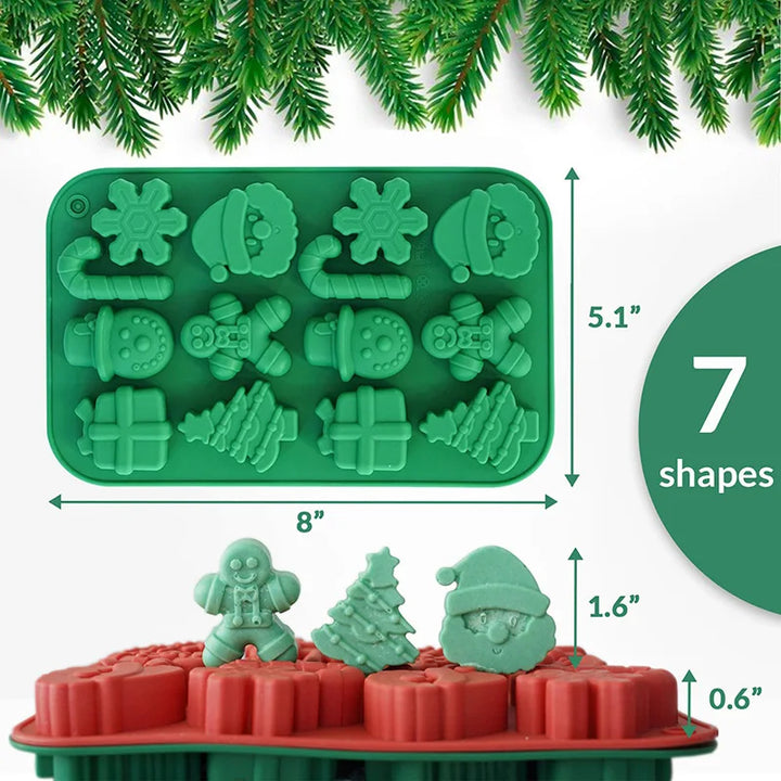 "Christmas Silicone Chocolate Molds | Snowflake, Snowman, Tree & Santa Candy Baking Moulds"