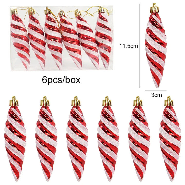 "6pcs Christmas Lollipop Candy Cane Ornaments | Tree Hanging Ball Decorations for Home"