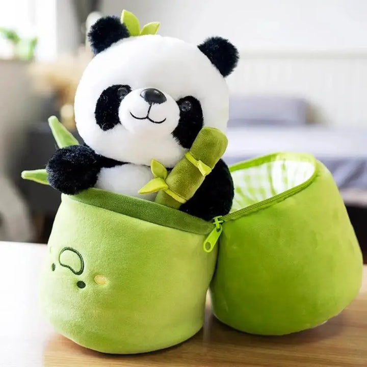 "Kawaii Bamboo Tube Panda Plush Toy Set | 25-40CM Stuffed Animal for Kids & Gifts"