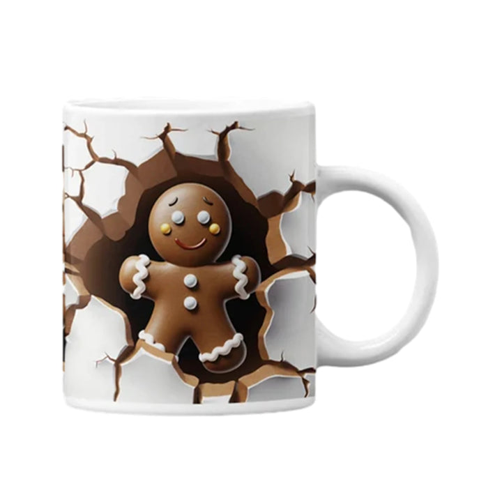 Christmas Holiday Mugs 3D Ceramic Christmas Coffee Cups With Handle Gingerbread Man Water Cups Hot Chocolate Mugs Christmas gift