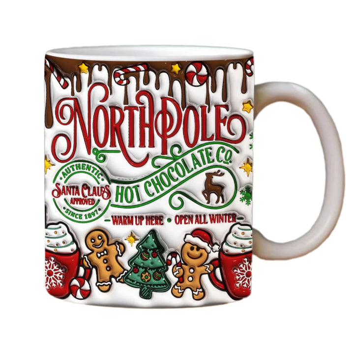 "3D Ceramic Christmas Holiday Mugs | Gingerbread Man Coffee Cups with Handle"