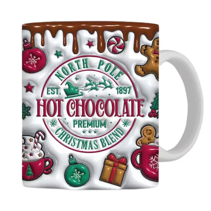 "3D Ceramic Christmas Holiday Mugs | Gingerbread Man Coffee Cups with Handle"