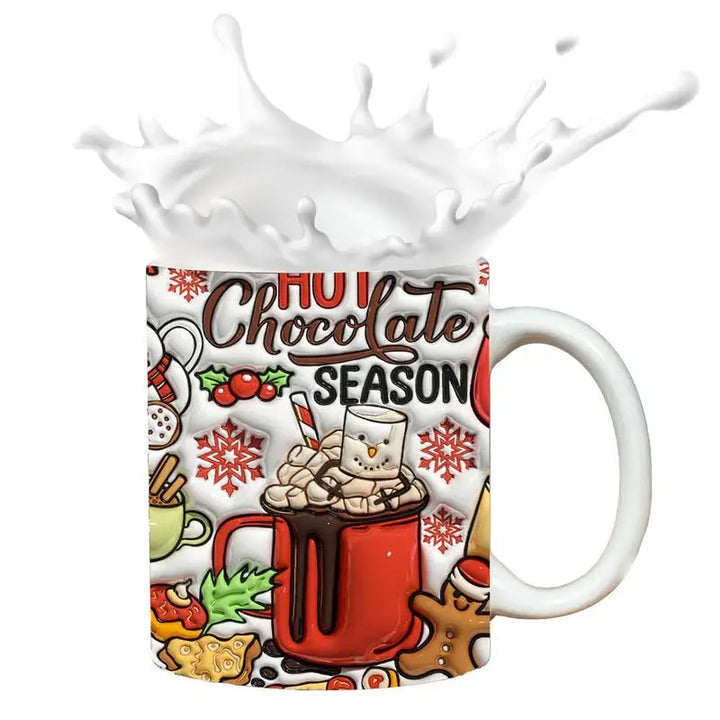 Christmas Holiday Mugs 3D Ceramic Christmas Coffee Cups With Handle Gingerbread Man Water Cups Hot Chocolate Mugs Christmas gift