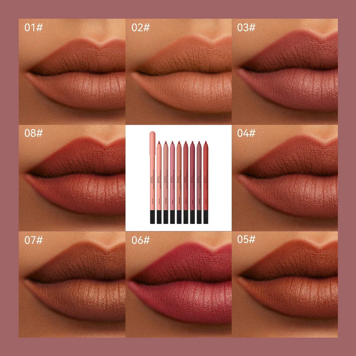 16Colors Lipliner Pencil Waterproof Nude Brown Lip Liner Lipstick Pen Matte Pink Contour Tint Lasting Non-stick Cup Lips Makeup - Total Trends Fusion