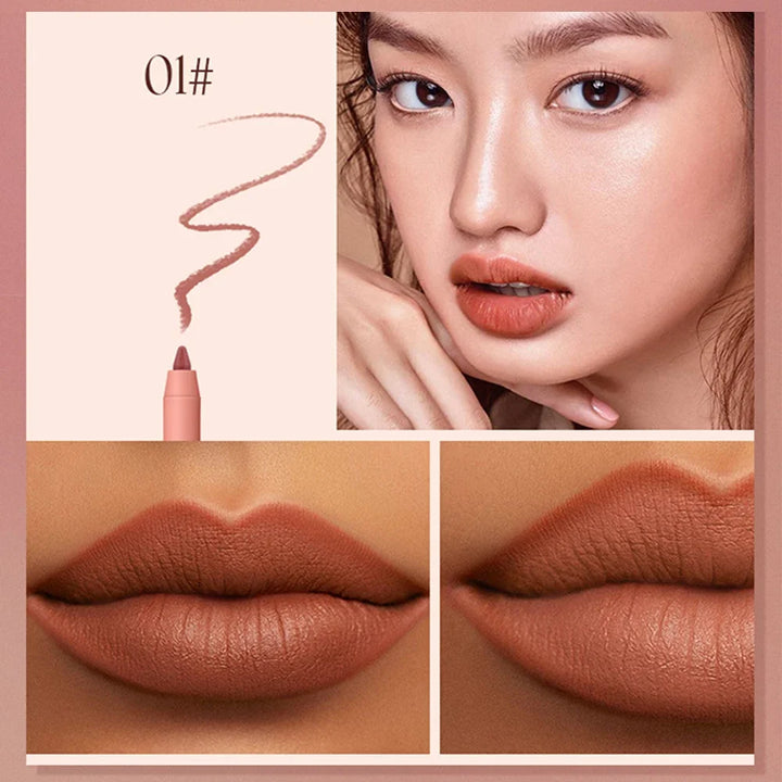 16Colors Lipliner Pencil Waterproof Nude Brown Lip Liner Lipstick Pen Matte Pink Contour Tint Lasting Non-stick Cup Lips Makeup