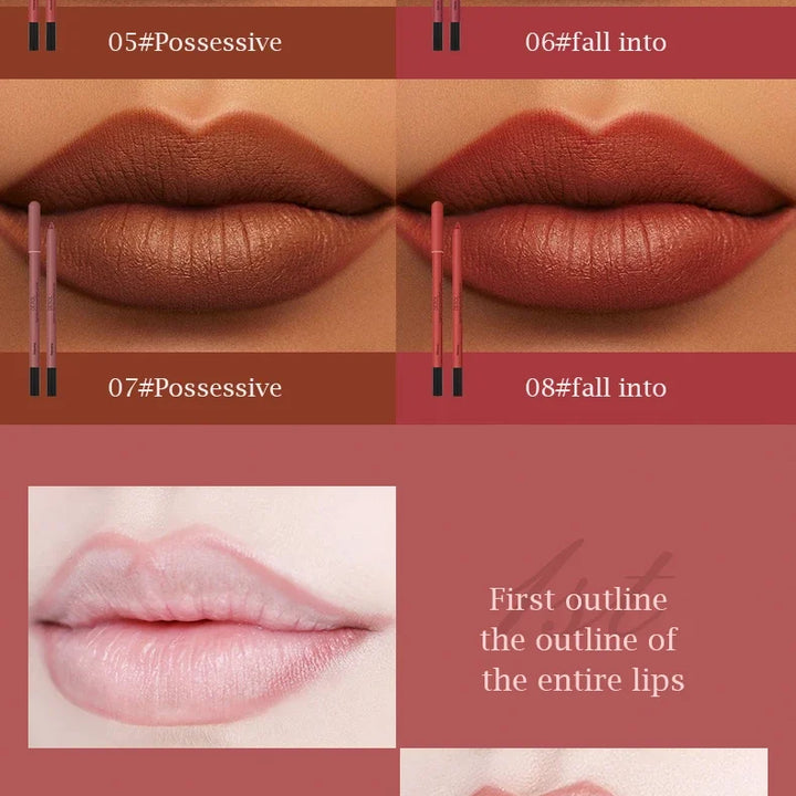 16Colors Lipliner Pencil Waterproof Nude Brown Lip Liner Lipstick Pen Matte Pink Contour Tint Lasting Non-stick Cup Lips Makeup