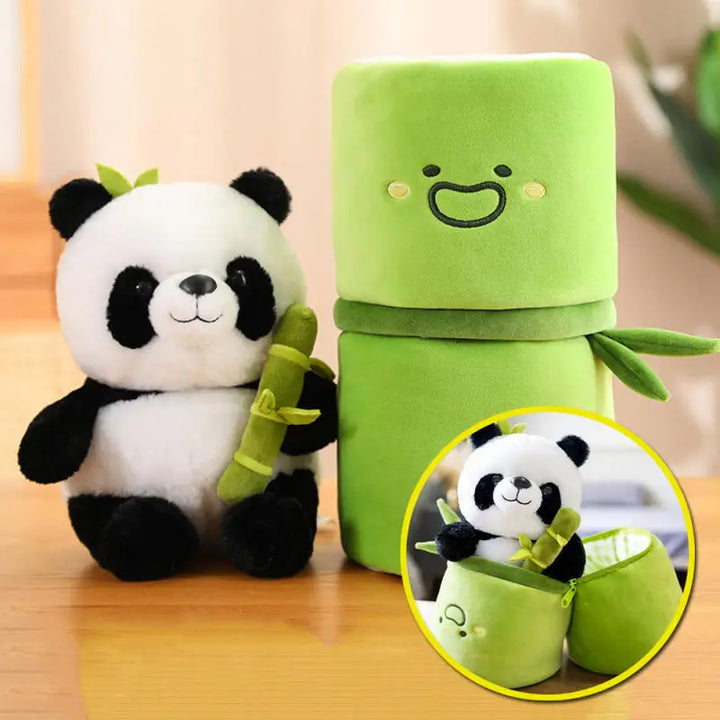 "Kawaii Bamboo Tube Panda Plush Toy Set | 25-40CM Stuffed Animal for Kids & Gifts"