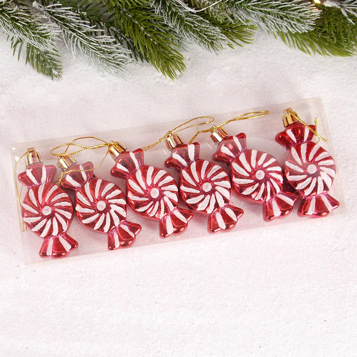 "6pcs Christmas Lollipop Candy Cane Ornaments | Tree Hanging Ball Decorations for Home"