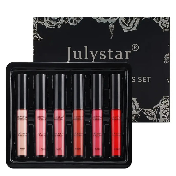 Velvet Lip Glaze Set - Waterproof, Non-Fading, Long Lasting, Smooth Color - Womens Gifts, Moisturizing Lipstick Wooden box Tea