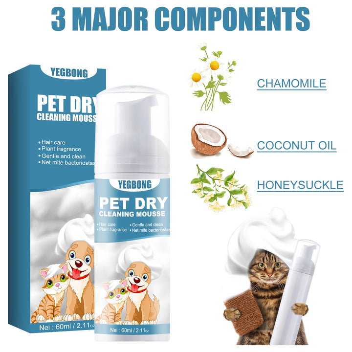 1-4PCS Pet Dry Shampoo Cat Dog Bath Dry Cleaning Foam Body Wash Leave-in Deodorant Pet Supplies Pet Products Pet Dry Shampoo