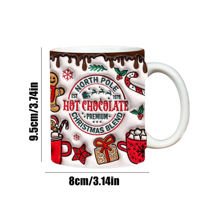 "3D Ceramic Christmas Holiday Mugs | Gingerbread Man Coffee Cups with Handle"