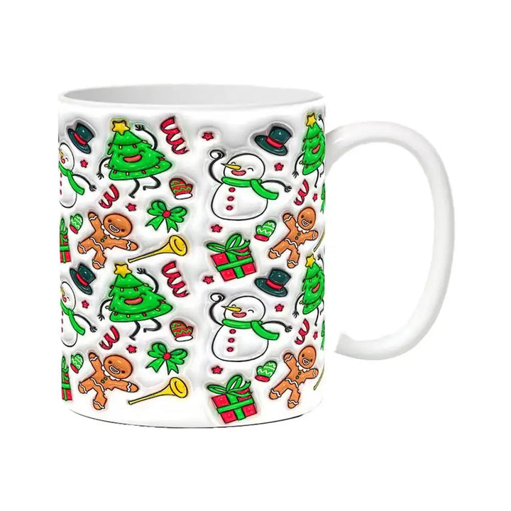 Christmas Holiday Mugs 3D Ceramic Christmas Coffee Cups With Handle Gingerbread Man Water Cups Hot Chocolate Mugs Christmas gift