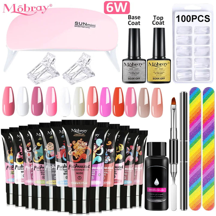 "Professional Gel Nail Set with UV LED Lamp | Semi-Permanent Gel Varnish & Nail Art Tools Kit" - Total Trends Fusion