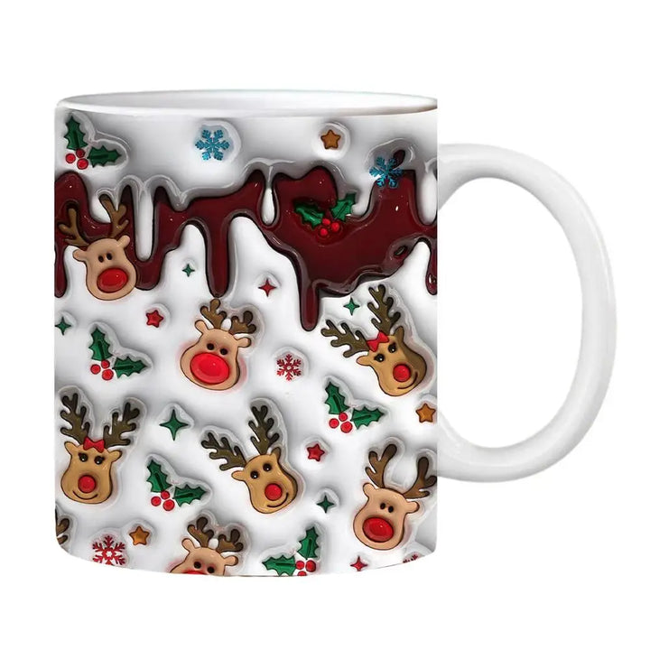 "3D Ceramic Christmas Holiday Mugs | Gingerbread Man Coffee Cups with Handle"