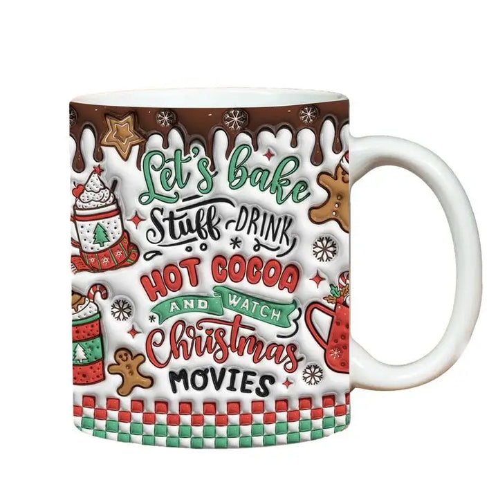 Christmas Holiday Mugs 3D Ceramic Christmas Coffee Cups With Handle Gingerbread Man Water Cups Hot Chocolate Mugs Christmas gift