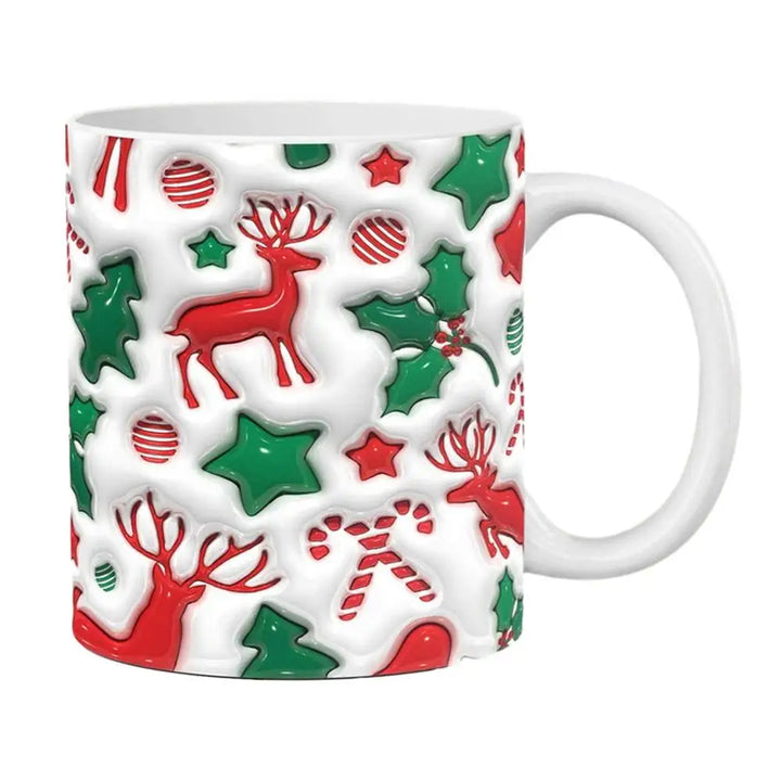 "3D Ceramic Christmas Holiday Mugs | Gingerbread Man Coffee Cups with Handle"