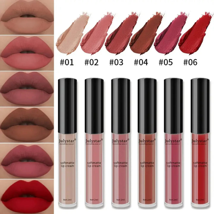 Velvet Lip Glaze Set - Waterproof, Non-Fading, Long Lasting, Smooth Color - Womens Gifts, Moisturizing Lipstick Wooden box Tea