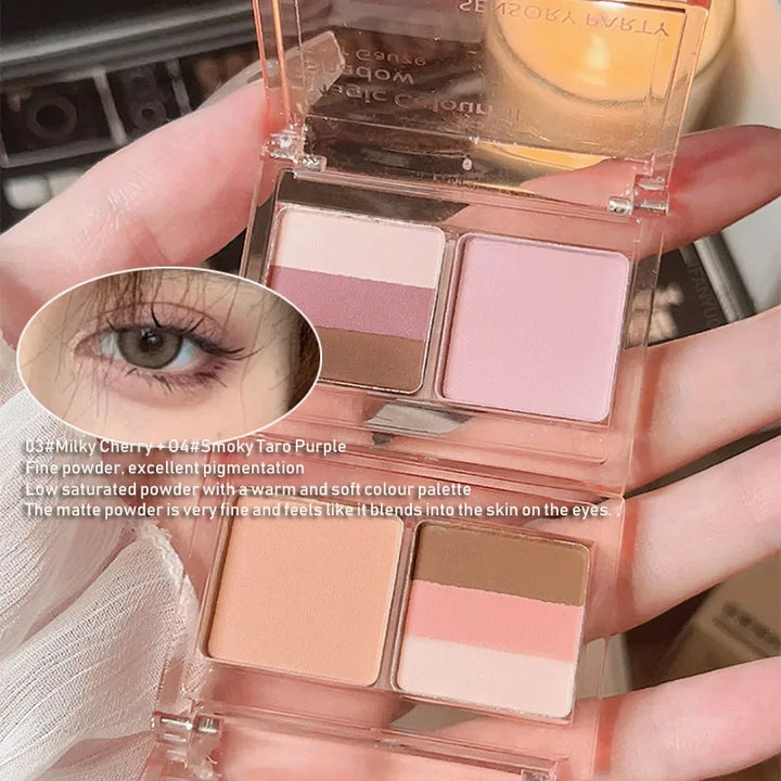 4 Colors Mini Eyeshadow Palette Pink Blush Natural Matte Eye Shadow Palette Long Lasting Korean Contour Powder Pigment Makeup