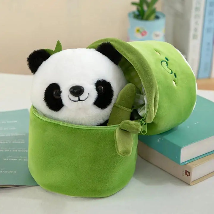 "Kawaii Bamboo Tube Panda Plush Toy Set | 25-40CM Stuffed Animal for Kids & Gifts"