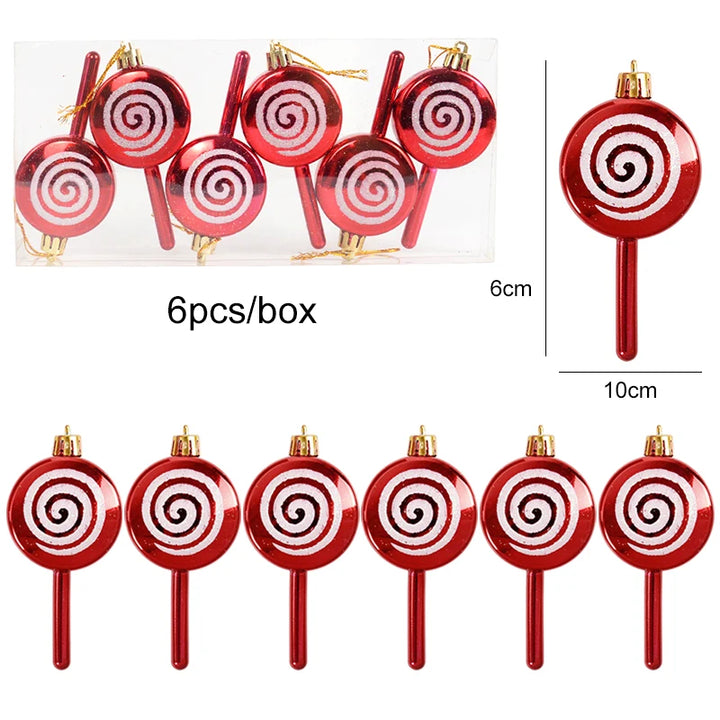 "6pcs Christmas Lollipop Candy Cane Ornaments | Tree Hanging Ball Decorations for Home"