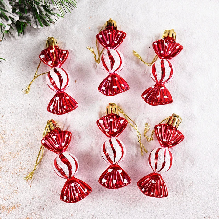 "6pcs Christmas Lollipop Candy Cane Ornaments | Tree Hanging Ball Decorations for Home"