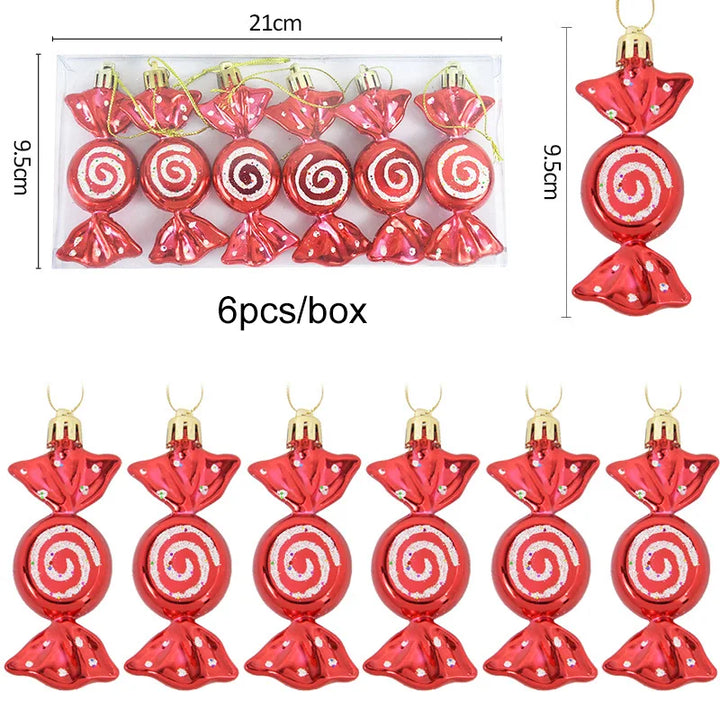 "6pcs Christmas Lollipop Candy Cane Ornaments | Tree Hanging Ball Decorations for Home"