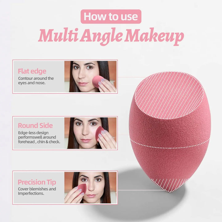 "7-Piece Makeup Sponge Set | Multi-Colored Blender Sponges for Liquid, Cream, Powder + Mini Pink Sponge" - Total Trends Fusion