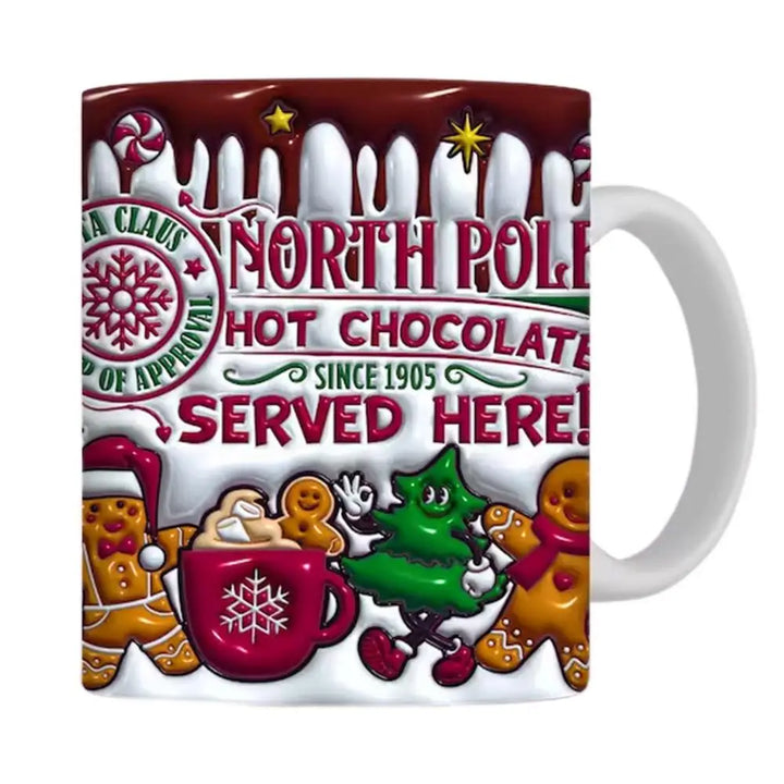 "3D Ceramic Christmas Holiday Mugs | Gingerbread Man Coffee Cups with Handle"