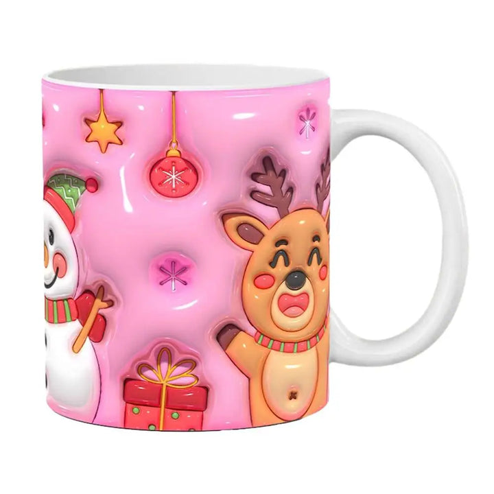 3D Ceramic Christmas Holiday Mugs | Gingerbread Man Coffee Cups with Handle"