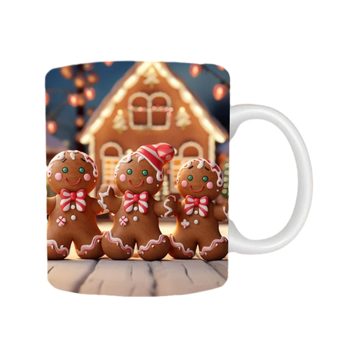 Christmas Holiday Mugs 3D Ceramic Christmas Coffee Cups With Handle Gingerbread Man Water Cups Hot Chocolate Mugs Christmas gift