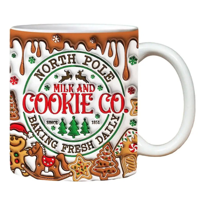 "3D Ceramic Christmas Holiday Mugs | Gingerbread Man Coffee Cups with Handle"