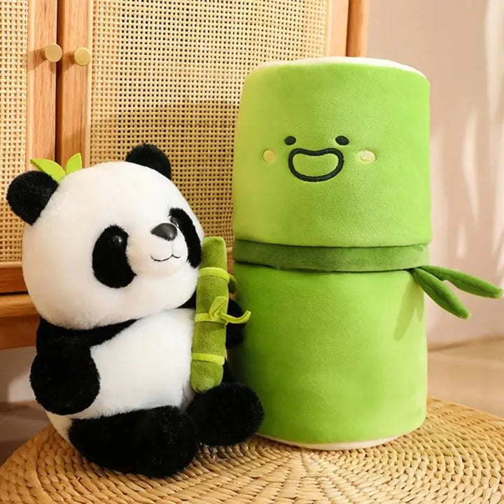 "Kawaii Bamboo Tube Panda Plush Toy Set | 25-40CM Stuffed Animal for Kids & Gifts"