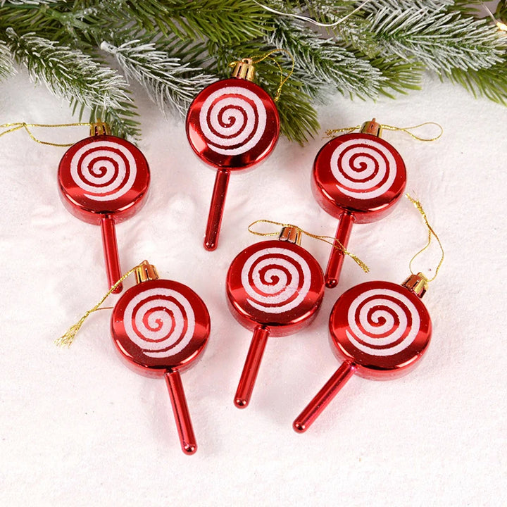 "6pcs Christmas Lollipop Candy Cane Ornaments | Tree Hanging Ball Decorations for Home"