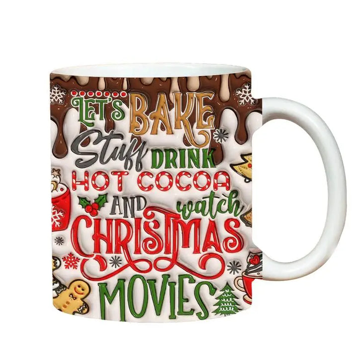 3D Ceramic Christmas Holiday Mugs | Gingerbread Man Coffee Cups with Handle"