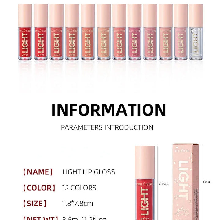 12-Color Lip Gloss Waterproof Long-lasting Moisturizing Lipstick Mirror Nude Lip Gloss Plain Lip Gloss Oil