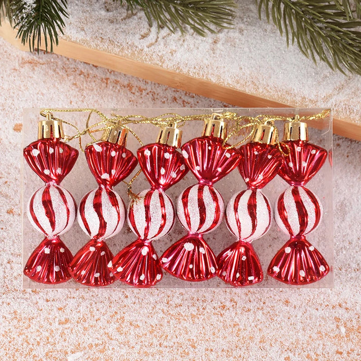 "6pcs Christmas Lollipop Candy Cane Ornaments | Tree Hanging Ball Decorations for Home"