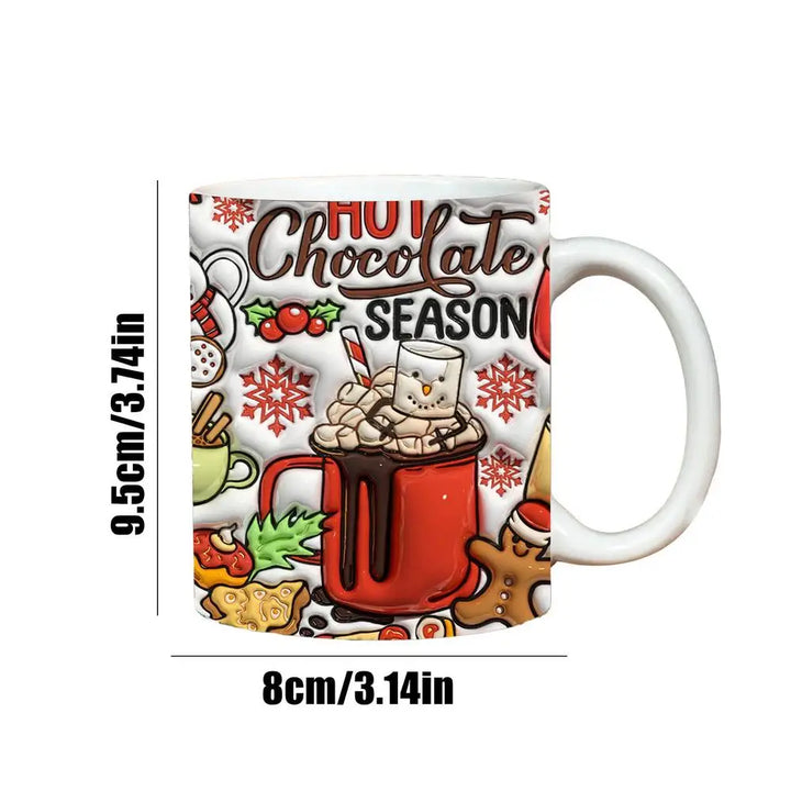 3D Ceramic Christmas Holiday Mugs | Gingerbread Man Coffee Cups with Handle"