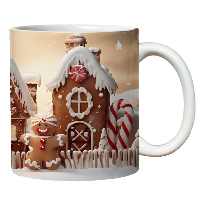 Christmas Holiday Mugs 3D Ceramic Christmas Coffee Cups With Handle Gingerbread Man Water Cups Hot Chocolate Mugs Christmas gift