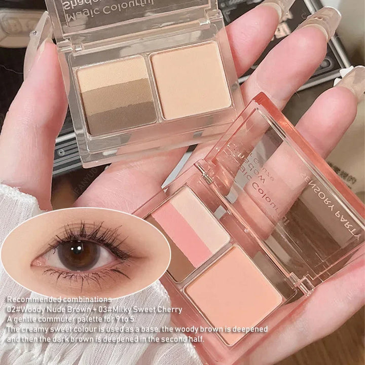 4 Colors Mini Eyeshadow Palette Pink Blush Natural Matte Eye Shadow Palette Long Lasting Korean Contour Powder Pigment Makeup