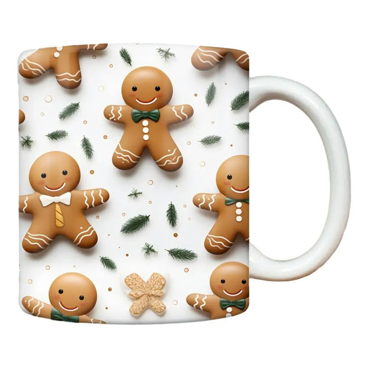 Christmas Holiday Mugs 3D Ceramic Christmas Coffee Cups With Handle Gingerbread Man Water Cups Hot Chocolate Mugs Christmas gift