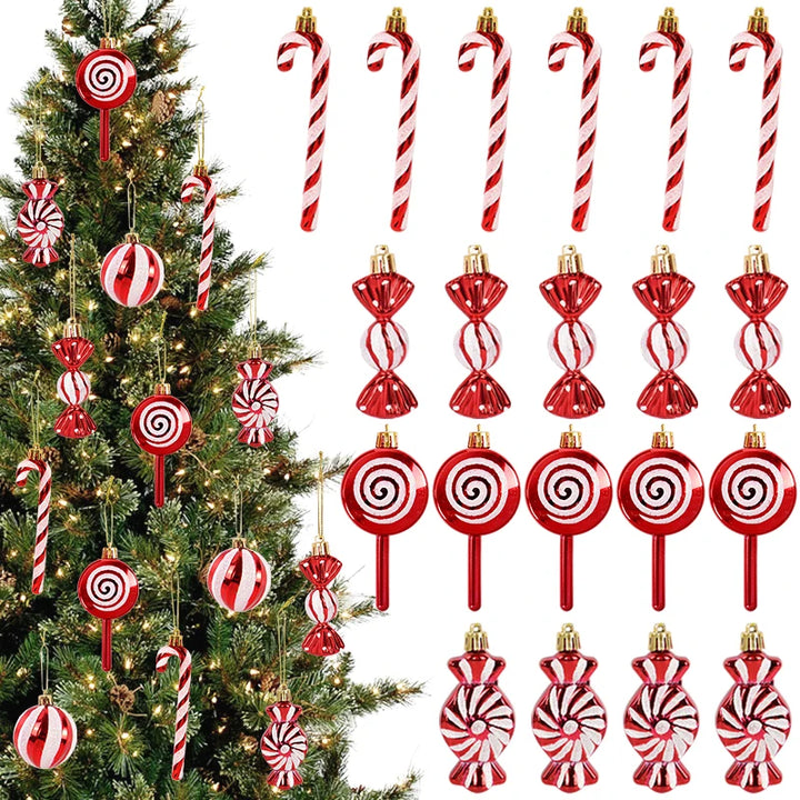 "6pcs Christmas Lollipop Candy Cane Ornaments | Tree Hanging Ball Decorations for Home"