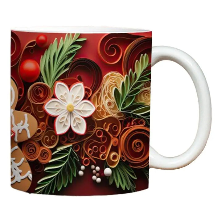 Christmas Holiday Mugs 3D Ceramic Christmas Coffee Cups With Handle Gingerbread Man Water Cups Hot Chocolate Mugs Christmas gift