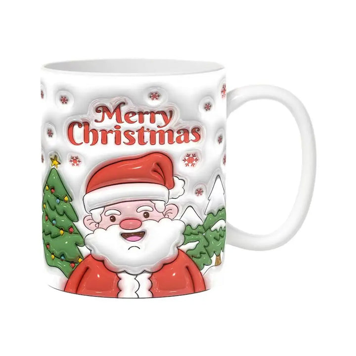 3D Ceramic Christmas Holiday Mugs | Gingerbread Man Coffee Cups with Handle"