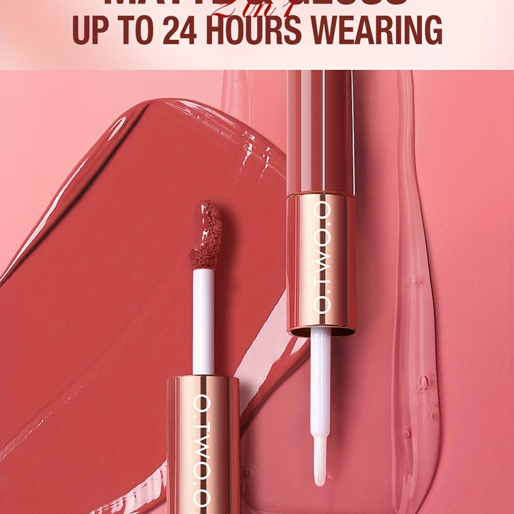 [Halloween trick or treat] O.TWO.O 2-in-1 Matte Lip Gloss Dual-effect Matte & Gloss Long-lasting Non-stick Cup Plump And Shiny Lip Makeup Daily Essential otwoo for Halloween