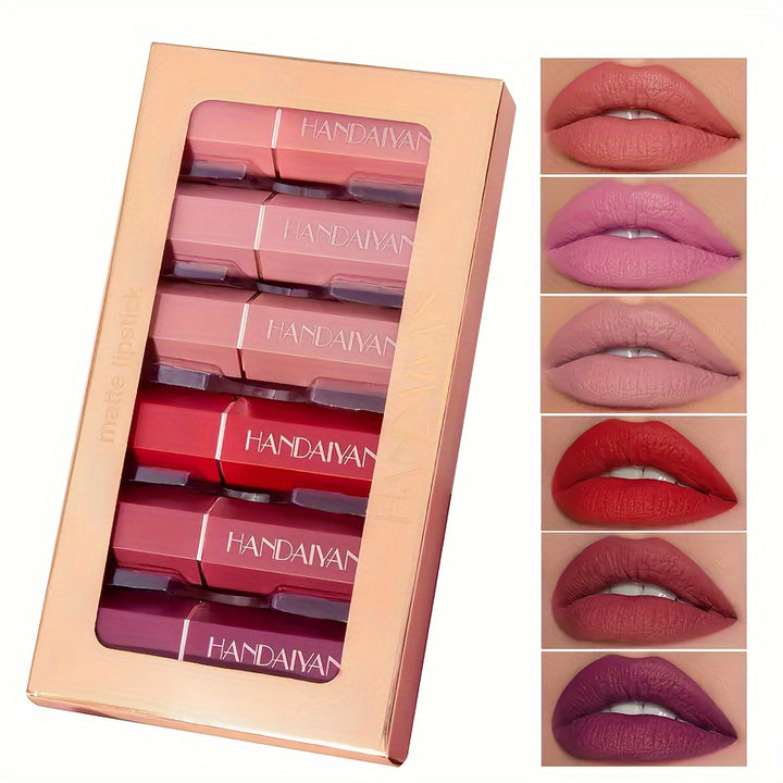 6 Pcs Brown Nude Pink Purple Red Lipstick Matte Sets, Light to Dark Velvet Lipstick for Women Long Lasting Waterproof 24 Hours Lip Stick Lip Stain Makeup Gift Sets, labiales mate 24 horas originales - Total Trends Fusion