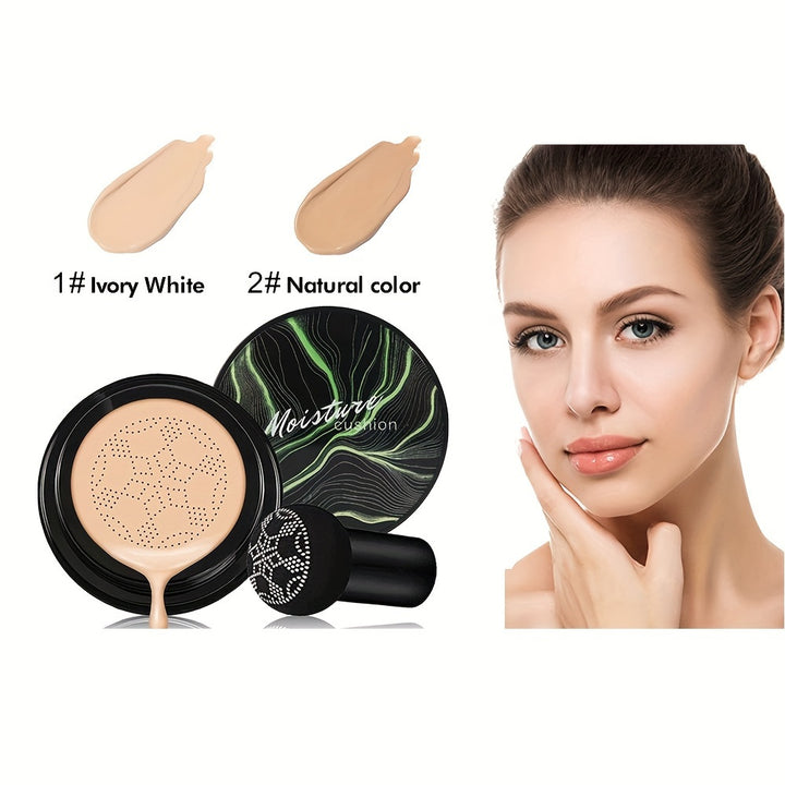 2pcs Mushroom CC Cream Hydrating Waterproof Long Lasting Air Cushion BB Cream Pore Invisible Face Makeup Foundation - Total Trends Fusion