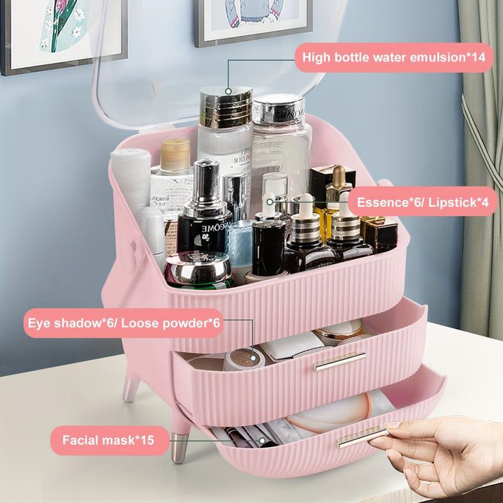 Makeup Organizer for Vanity – Portable Skincare Organizer with Lid and Drawers - Total Trends Fusion